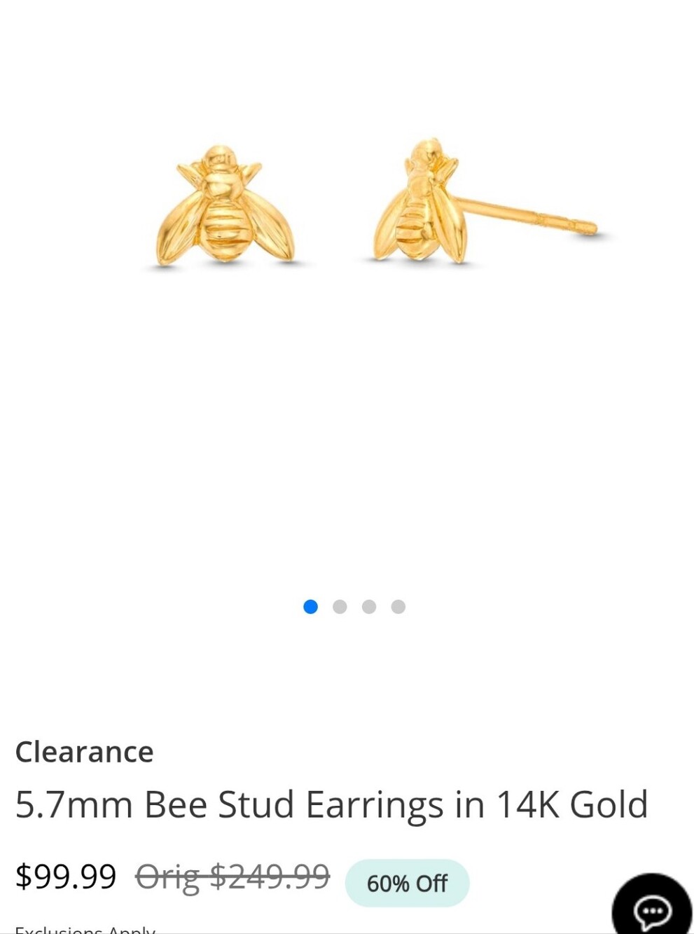 5.7mm Bee Stud Earrings in 14K Yellow Gold